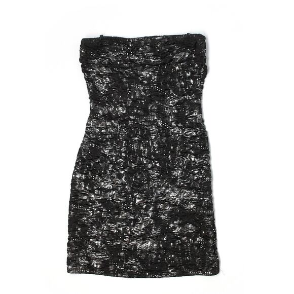 Taboo Black Glittery Shiny Goth Strapless Cocktail Dress - Picture 1 of 8